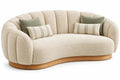 Divano a due posti, profilo curvo e schienale a fasce, beige/marrone