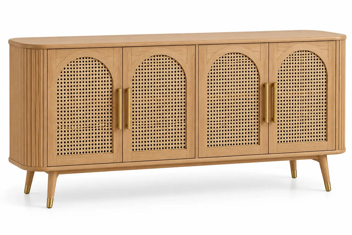 Credenza, quattro ante intrecciate ad arco, marrone