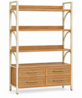Libreria, telaio aperto e cassetti inferiori, marrone/beige