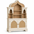 Libreria, profilo decorativo sagomato e ante intrecciate, beige/marrone